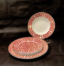 Carica l'immagine nel visualizzatore di Gallery, Richard Ginori 1735 Labirinto rosso scarlatto Set di 1 piatto piano, 1 piatto fondo, 1 piatto dessert