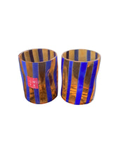 Carica l'immagine nel visualizzatore di Gallery, Bicchieri in vetro soffiato blu/arancio set da 6 pz Made in Italy
