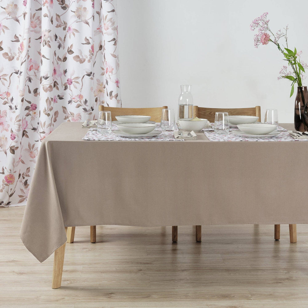 Tovaglia liscia Lino 100% tatto tessuto Marrone: 155 x 155 cm