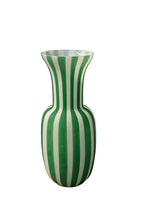 Load image into Gallery viewer, Vaso in vetro soffiato a cannette verticali colore verde
