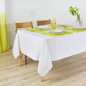 Tovaglia liscia Lino 100% tatto tessuto Bianco Ottico: 155 x 155 cm