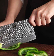 Load image into Gallery viewer, Coltello Cleaver- Mannaia Xinzuo lama damasco 67 strati manico in pakka wood
