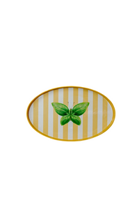 Vassoio ovale in materiale plastico decoro basilico