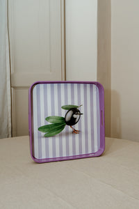 Vassoio quadrato in materiale plastico decoro oliva