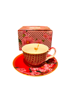 M W tazza da caffè con piattino rossa - set regalo di 2 tazze con piattino