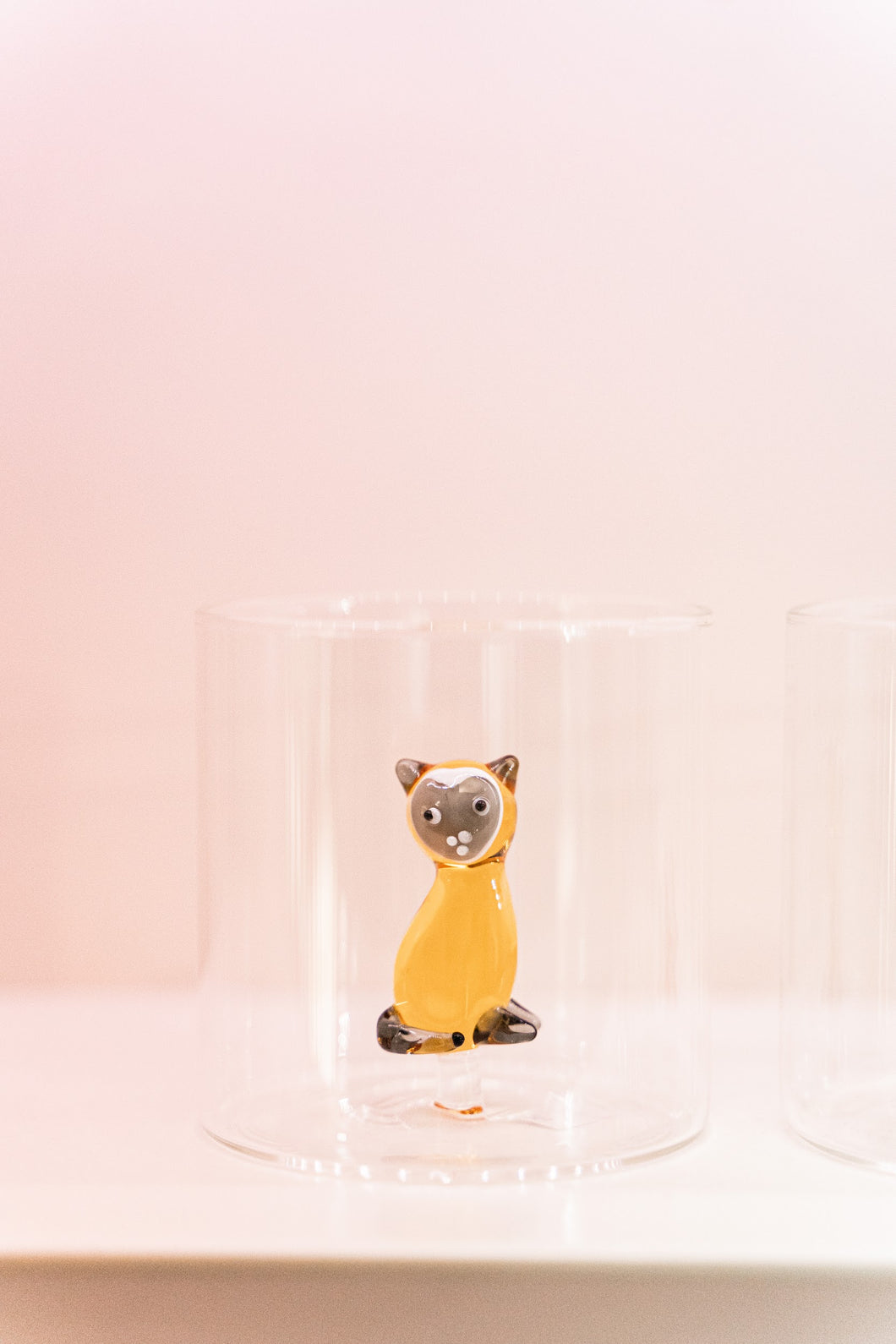 Bicchiere in vetro borosilicato con soggetto fenicottero