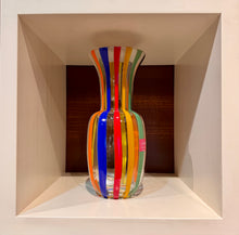 Carica l'immagine nel visualizzatore di Gallery, Vaso in vetro soffiato a cannette verticali multicolor
