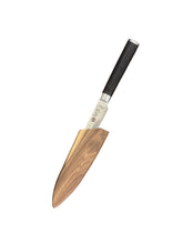 Load image into Gallery viewer, Coltello Utility cm. 13 Xinzuo lama damasco 67 strati con fodero coprilama in legno su misura
