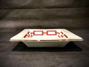 Richard Ginori Vassoio svuotatasche quadrato 18 Gio Ponti dec. Catene rosso scarlatto