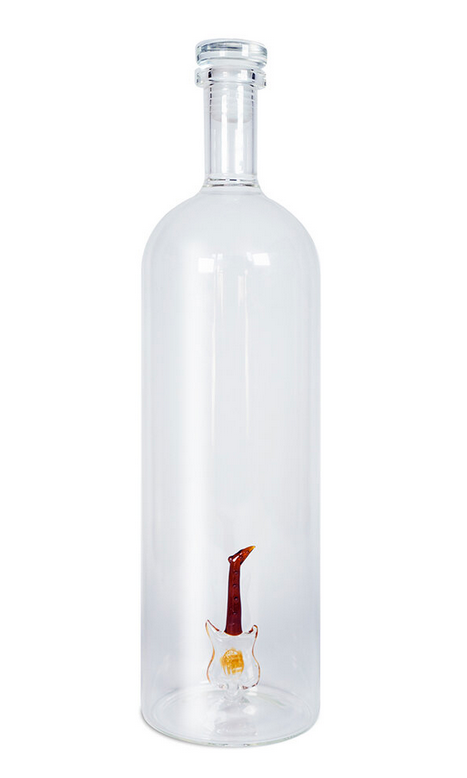 WD Bottiglia in vetro borosilicato con soggetto decorativo Chitarra all'interno.